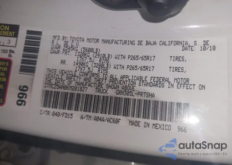 2019 Toyota Tacoma Trd Sport from USA, damaged, VIN 3TMCZ5AN0KM201827